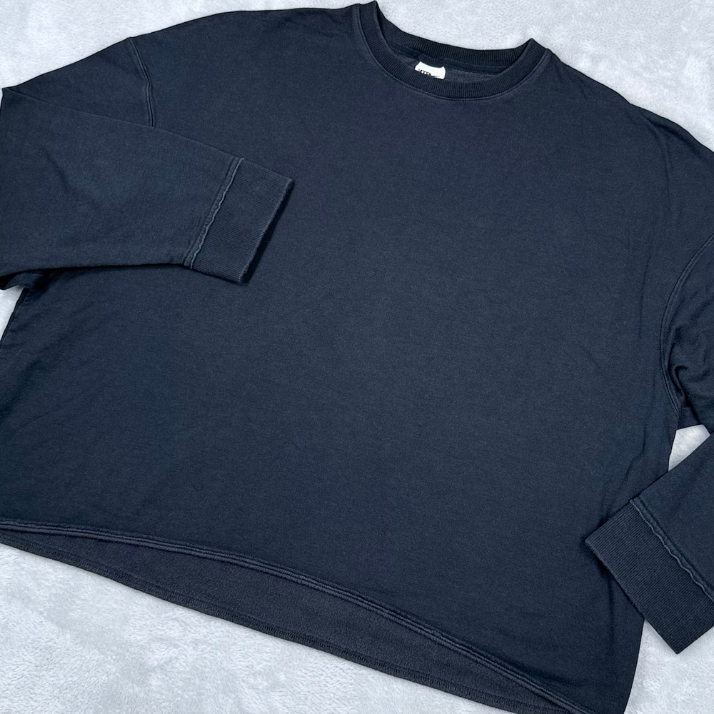 Nike Yoga Luxe Crew Neck Sweatshirt Womens‎ 2XL Black Oversized Cropped Fleece